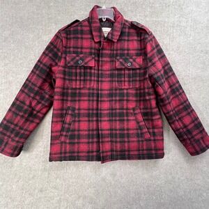 Route 66‎ Mens Buffalo Plaid Wool Full Zip Shacket Coat Size Medium Lined Warm